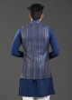 Designer Sequins Embroidered Blue Nehru Jacket Set